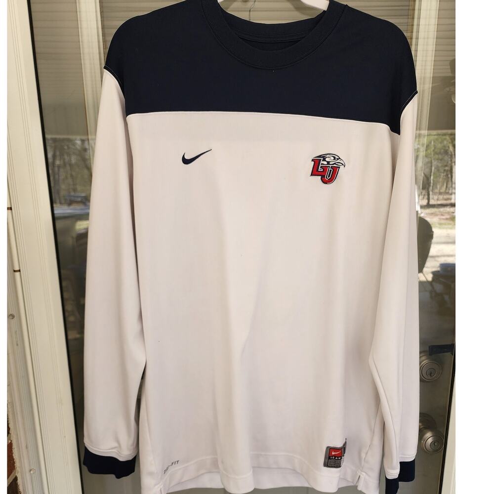 Nike Liberty University Flames Team Dri-Fit L Long Sleeve White Graphic Logo